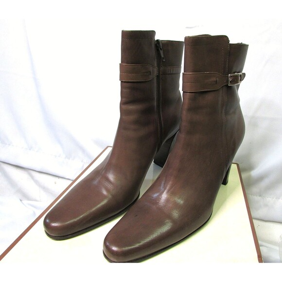 Coach Gerry Ant Baby Calf Boots Womens Size 8.5 Mahogany Brown Leather Shoes - Picture 1 of 16